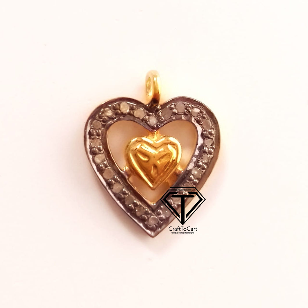 Pave Diamond Heart Charm - CraftToCart