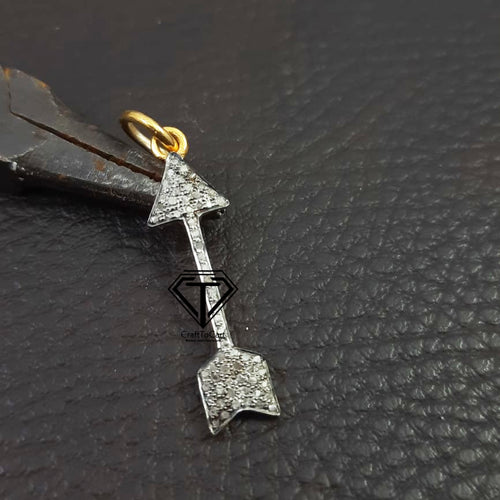 Arrow Charm, Pave Diamond Arrow Charm, Two Tone Arrow - CraftToCart