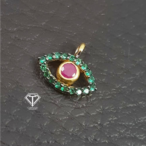 Evil Eye Charm Pendant, Pave Diamond Eye Charm Pendant - CraftToCart