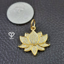 Load image into Gallery viewer, Pave Lotus Flower Charm, Pave Diamond Charms, Pave Diamond Jewelry
