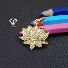 Load image into Gallery viewer, Pave Lotus Flower Charm, Pave Diamond Charms, Pave Diamond Jewelry
