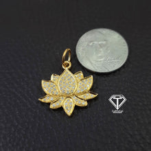 Load image into Gallery viewer, Pave Lotus Flower Charm, Pave Diamond Charms, Pave Diamond Jewelry
