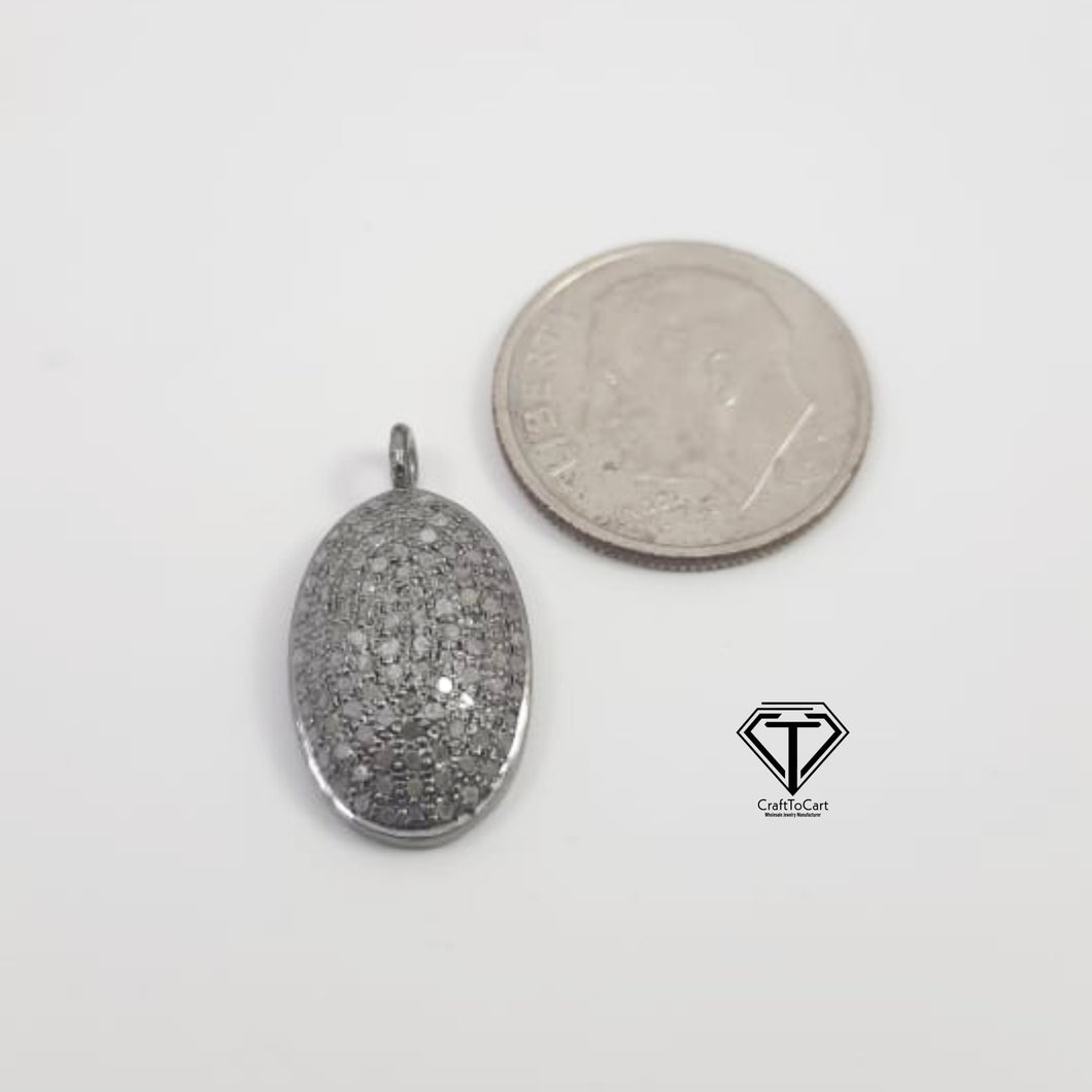 Pave Diamond Oval Charm