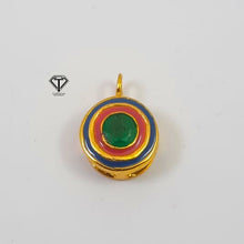 Load image into Gallery viewer, Emerald Enamel Charm, Round Shape Charm
