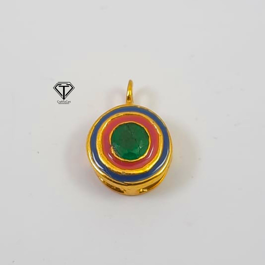 Emerald Enamel Charm, Round Shape Charm