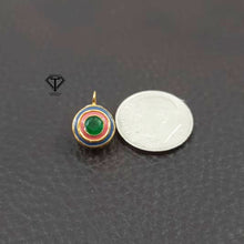 Load image into Gallery viewer, Emerald Enamel Charm, Round Shape Charm
