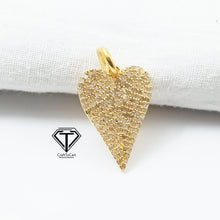 Load image into Gallery viewer, Pave Diamond Heart Charm, 925 Sterling Silver, Pave Diamond Jewelry, Diamond Findings
