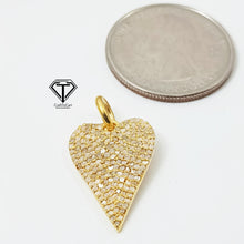 Load image into Gallery viewer, Pave Diamond Heart Charm, 925 Sterling Silver, Pave Diamond Jewelry, Diamond Findings
