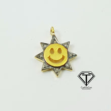 Load image into Gallery viewer, Pave Diamond Smiley Sunburst Charm
