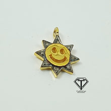 Load image into Gallery viewer, Pave Diamond Smiley Sunburst Charm
