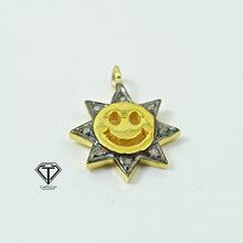 Load image into Gallery viewer, Pave Diamond Smiley Sunburst Charm
