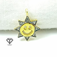 Load image into Gallery viewer, Pave Diamond Smiley Sunburst Charm
