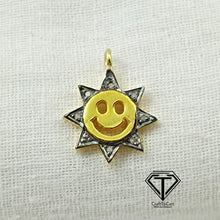 Load image into Gallery viewer, Pave Diamond Smiley Sunburst Charm
