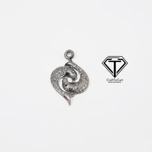 Load image into Gallery viewer, Pave Diamond Pisces Horoscope Charm, 925 Sterling Silver, Pave Diamond Jewelry, Diamond Findings
