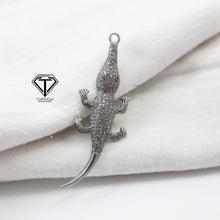 Load image into Gallery viewer, Pave Diamond Crocodile Pendant In 925 Sterling Silver, Handmade Diamond Jewelry
