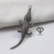 Load image into Gallery viewer, Pave Diamond Crocodile Pendant In 925 Sterling Silver, Handmade Diamond Jewelry
