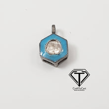 Load image into Gallery viewer, Polki Enamel Charm, Hexagon Shape Charm, 925 Sterling Silver, Findings, Jewelry Components
