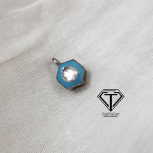 Load image into Gallery viewer, Polki Enamel Charm, Hexagon Shape Charm, 925 Sterling Silver, Findings, Jewelry Components
