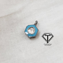 Load image into Gallery viewer, Polki Enamel Charm, Hexagon Shape Charm, 925 Sterling Silver, Findings, Jewelry Components
