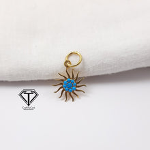 Load image into Gallery viewer, Sun Charm With Turquoise Stone, 925 Sterling Silver, Silver Findings, Jewelry Components
