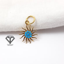 Load image into Gallery viewer, Sun Charm With Turquoise Stone, 925 Sterling Silver, Silver Findings, Jewelry Components
