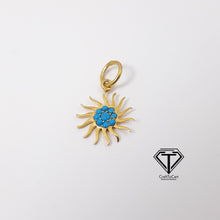 Load image into Gallery viewer, Sun Charm With Turquoise Stone, 925 Sterling Silver, Silver Findings, Jewelry Components
