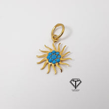 Load image into Gallery viewer, Sun Charm With Turquoise Stone, 925 Sterling Silver, Silver Findings, Jewelry Components
