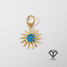 Load image into Gallery viewer, Sun Charm With Turquoise Stone, 925 Sterling Silver, Silver Findings, Jewelry Components
