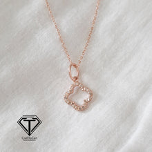 Load image into Gallery viewer, Pave Quatrefoil Flower Charm With Chain, Pave Diamond Charms, Pave Diamond Jewelry
