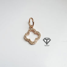 Load image into Gallery viewer, Pave Quatrefoil Flower Charm With Chain, Pave Diamond Charms, Pave Diamond Jewelry
