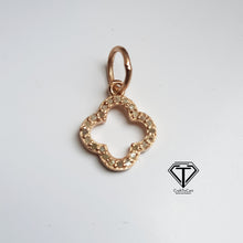 Load image into Gallery viewer, Pave Quatrefoil Flower Charm With Chain, Pave Diamond Charms, Pave Diamond Jewelry
