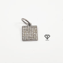 Load image into Gallery viewer, Square Charm Pendant Pave Diamond, 925 Sterling Silver, Sterling Vermeil Charm, Pave diamond Finding, Jewelry Finding - 10mm
