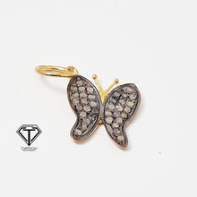 Load image into Gallery viewer, Pave Diamond Butterfly Charm, 925 Sterling Silver, Diamond Findings, Pave Diamond Jewelry
