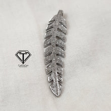 Load image into Gallery viewer, Pave Diamond Leaf Charm, 925 Sterling Silver, Pave Diamond Jewelry, Diamond Findings
