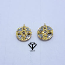 Load image into Gallery viewer, Pave Diamond Round Shape Pendant - Charm Pendant 925 Sterling Vermeil Single Bail Pendant
