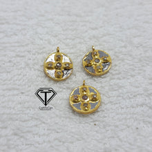 Load image into Gallery viewer, Pave Diamond Round Shape Pendant - Charm Pendant 925 Sterling Vermeil Single Bail Pendant
