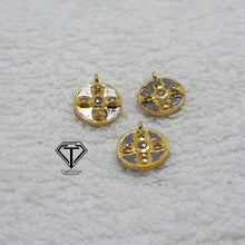 Load image into Gallery viewer, Pave Diamond Round Shape Pendant - Charm Pendant 925 Sterling Vermeil Single Bail Pendant
