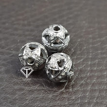 Load image into Gallery viewer, Pave Diamond Silver Ball Bead - 8mm - CraftToCart
