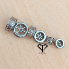 Load image into Gallery viewer, Pave Diamond Silver Round Double Wheel Gap Beads - CraftToCart
