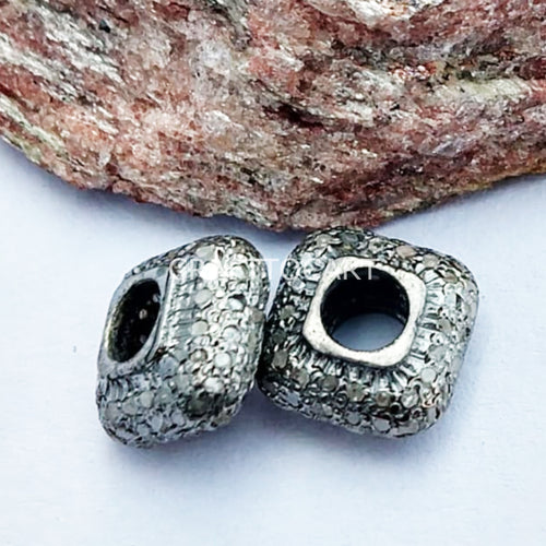 Pave Diamond Roundel Antique Finish Beads - CraftToCart