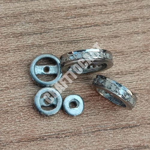 Pave Diamond Spacer Single Line Rondels Wheel Beads - CraftToCart