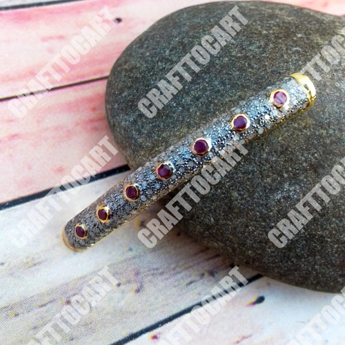 Pave Diamond tube beads with Ruby - CraftToCart