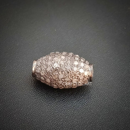Pave Diamond Designer Oval Beads, Mridanga shaped - CraftToCart