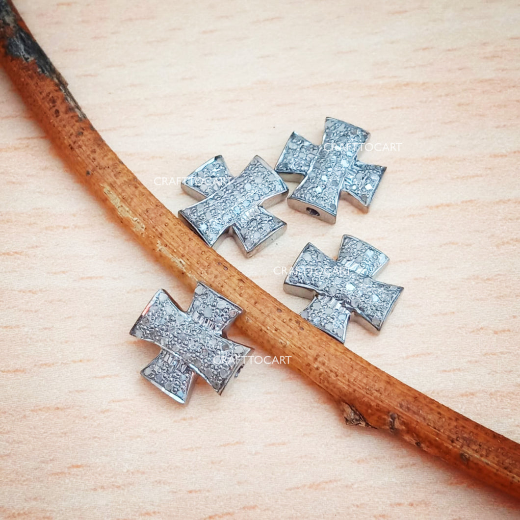 Pave Diamond Small Cross Bead - CraftToCart