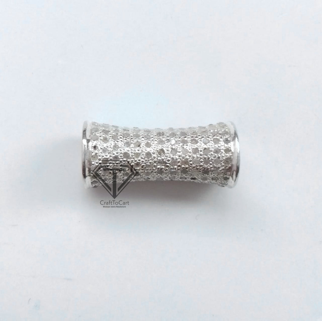 Pave Diamond Cylindrical Tube Beads - CraftToCart