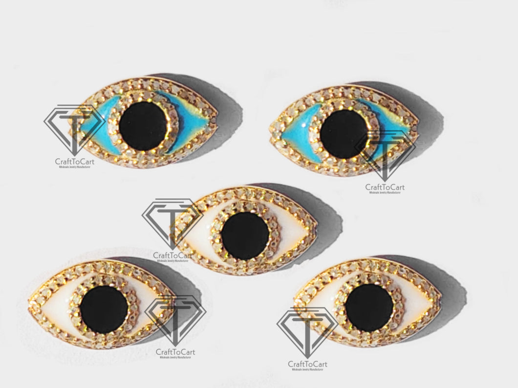 Enamel Flat Evil Eye Beads