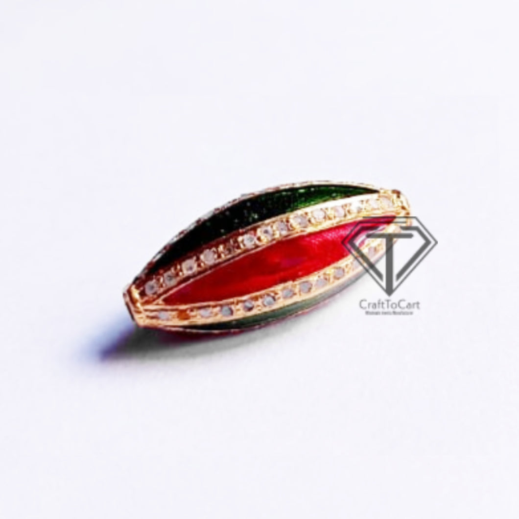 Pave Diamond Two Tone Enamel Bead - CraftToCart