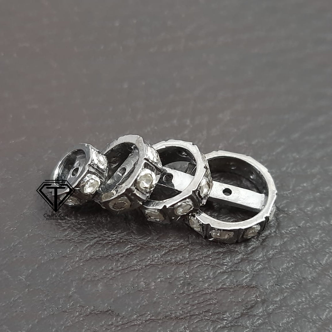 Polki Diamond Spacer Single Line Rondels Wheel Beads - CraftToCart