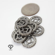 Load image into Gallery viewer, 10mm Pave Rose Cut Diamond Spacer Single Line Rondelles Wheel Beads
