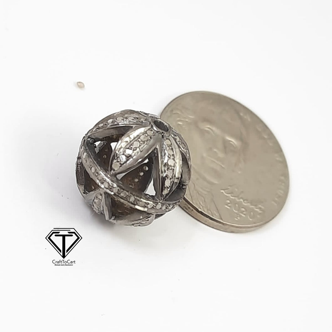 Pave Diamond Round Ball Beads, Pave Diamond Jewelry, Pave Diamond Beads, Diamond Finding